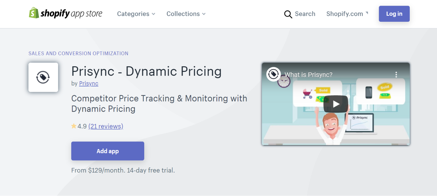 Prisync Dynamic Price App