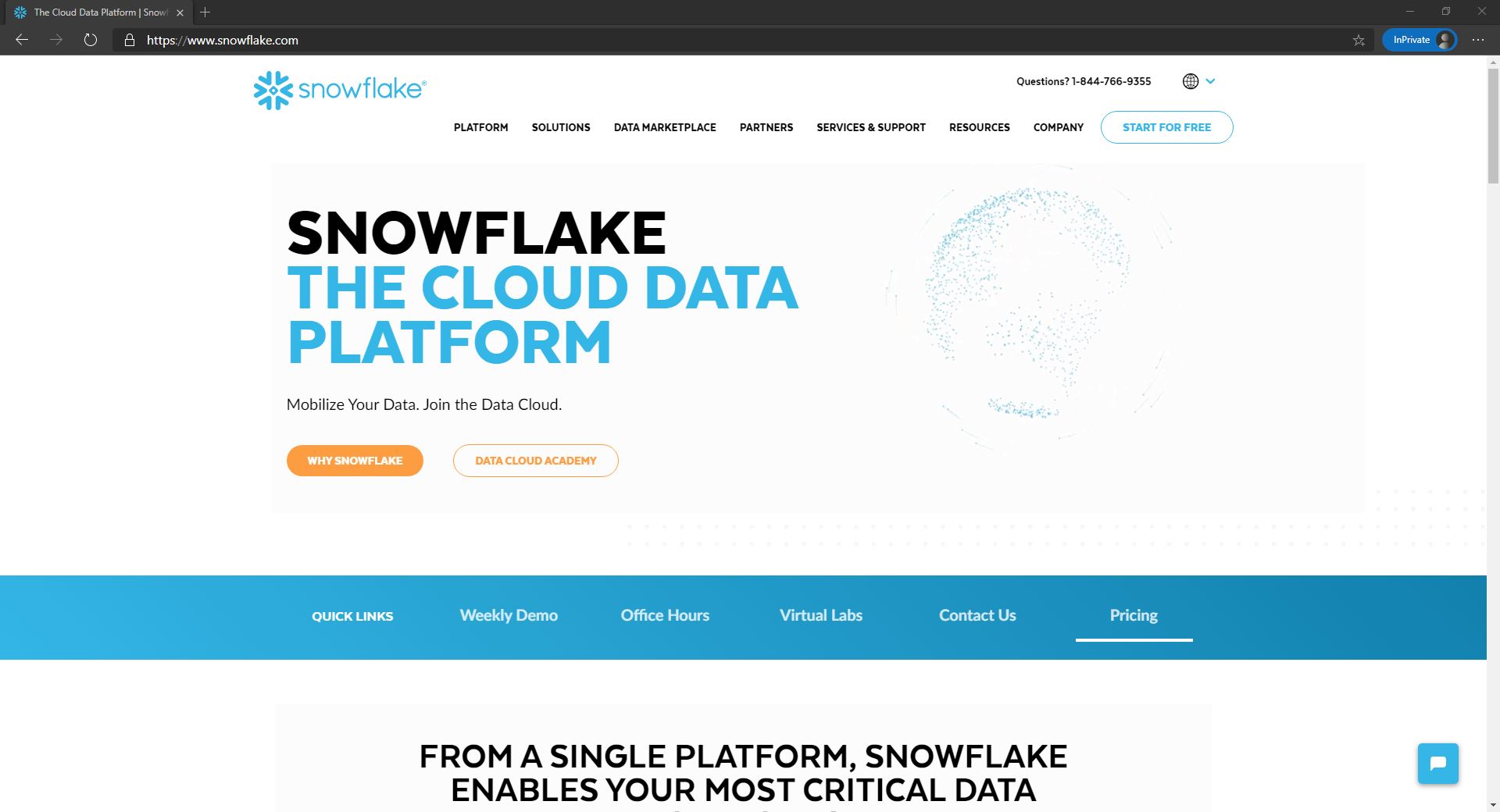 Snowflake cloud data platform website