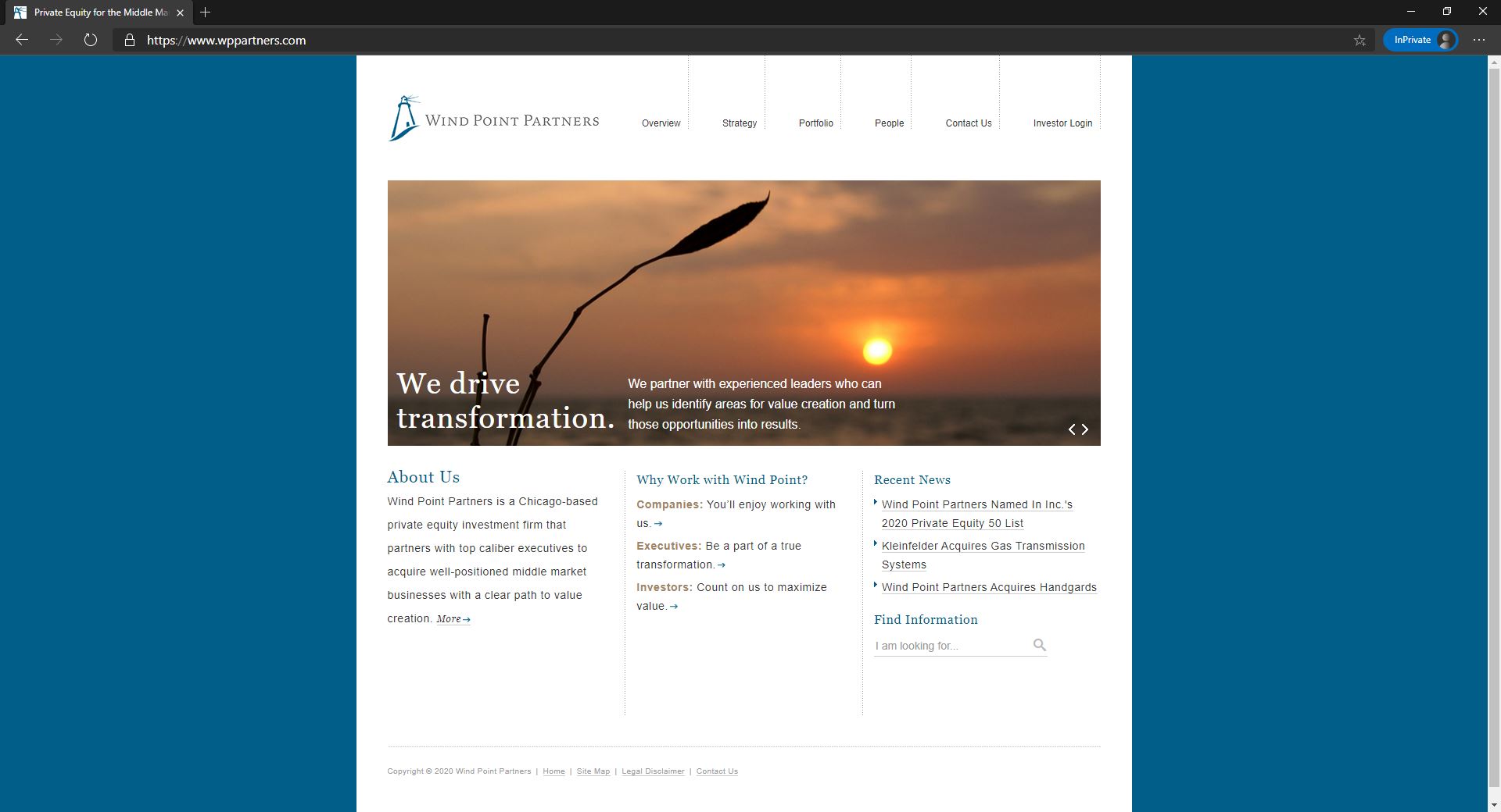 Wind Point Partners website