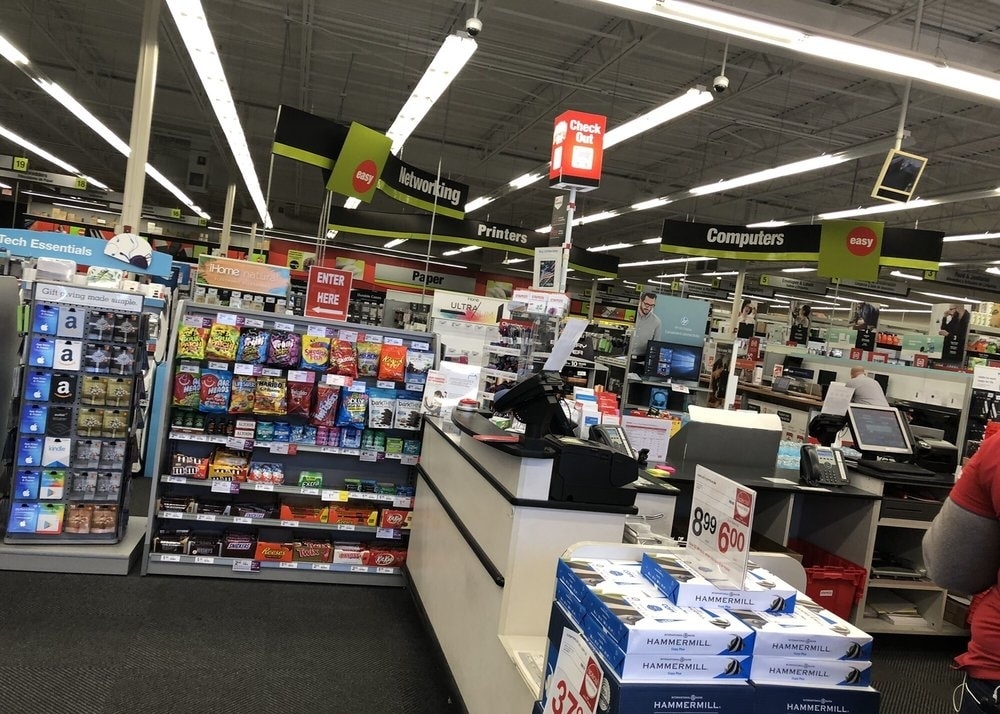 A printing center at the Staples store in Northern California