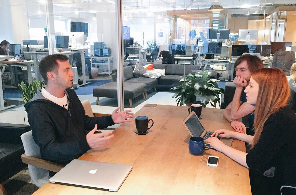 Digital Ocean founder collaborate with staff about strategy