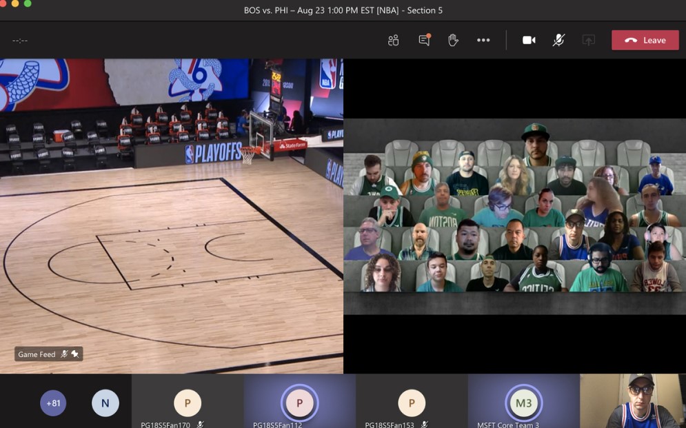 audience in an NBA game via Microsoft Teams