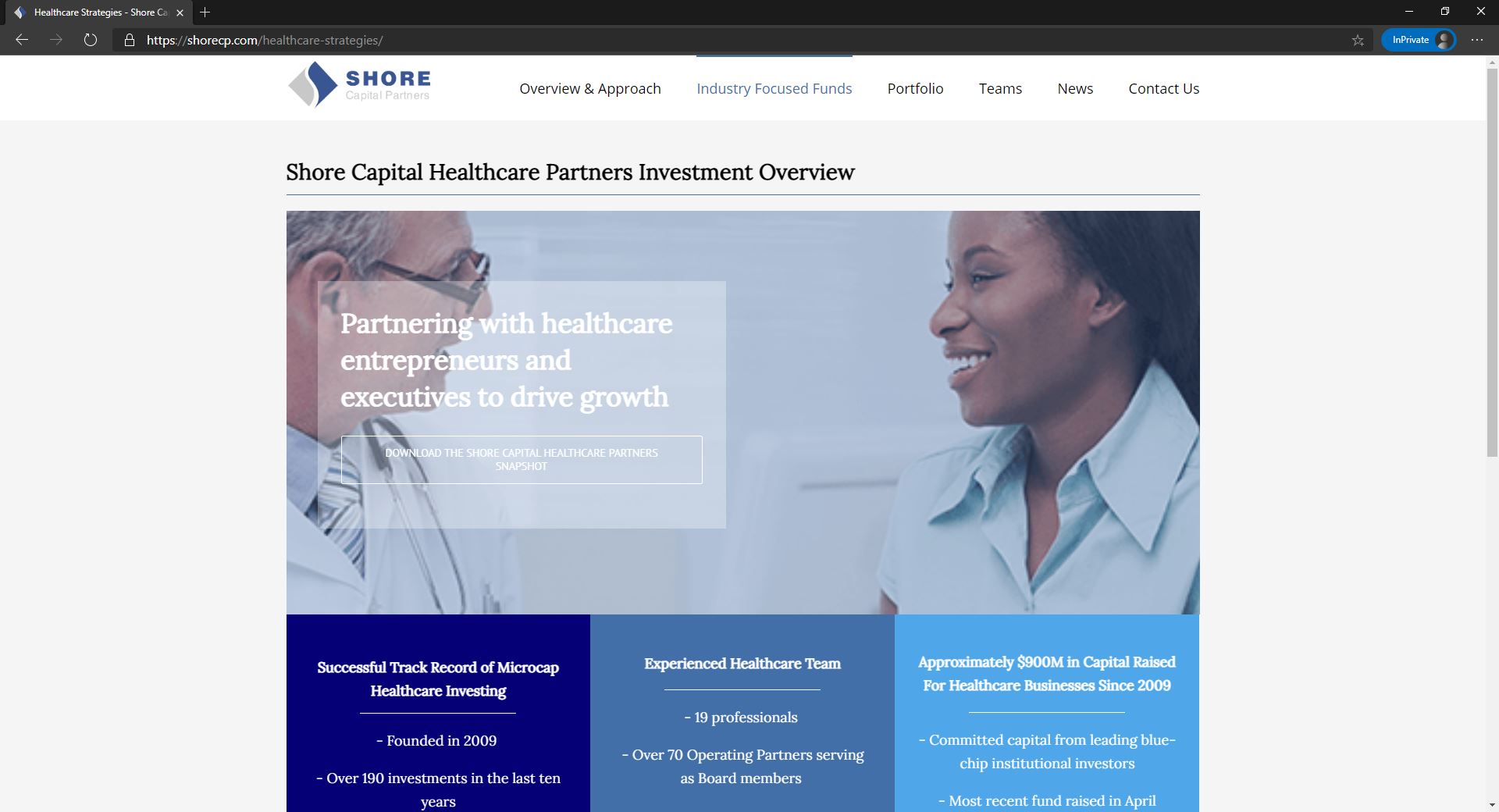Shore Capital Partners website homepage