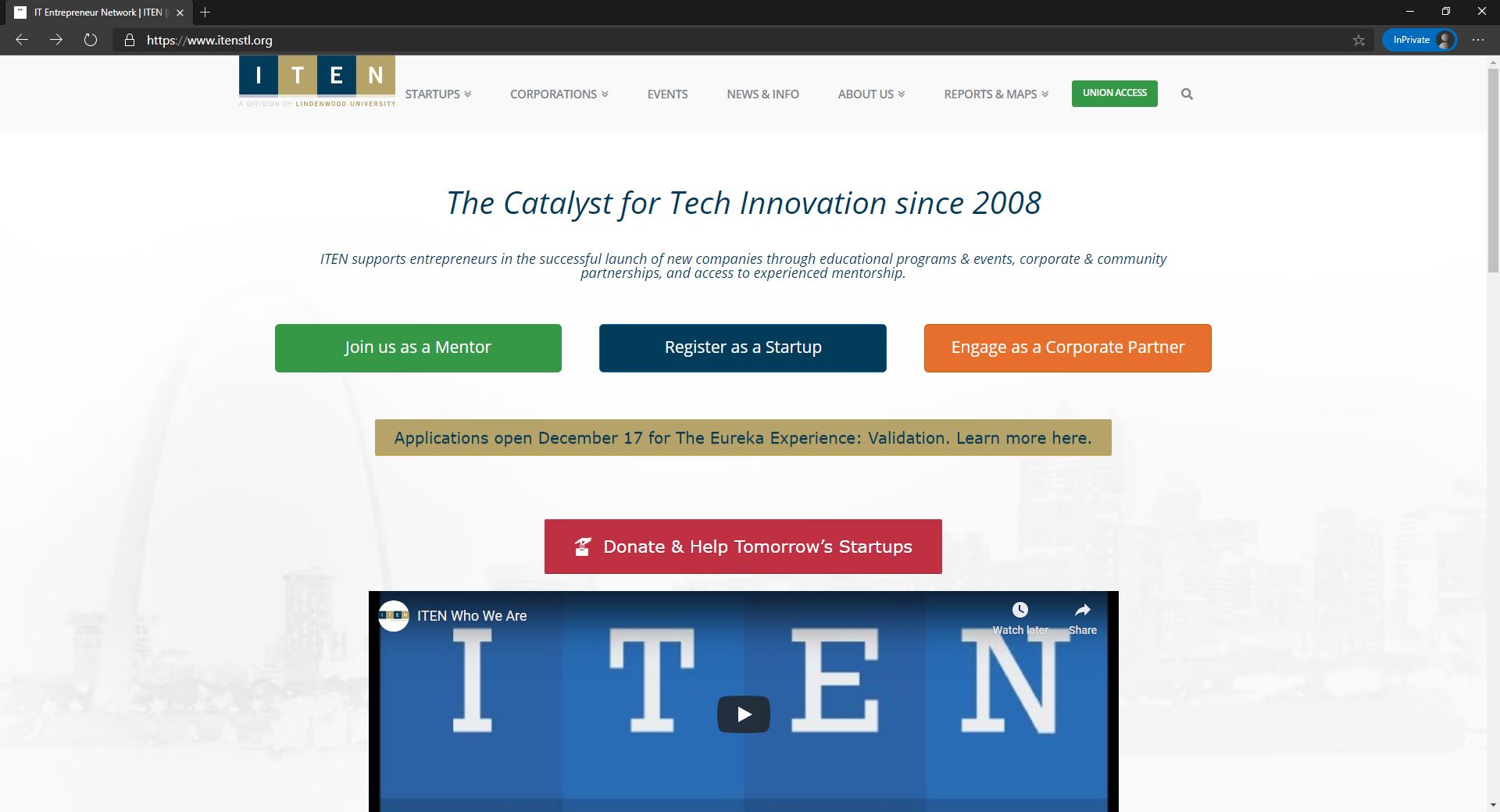 ITEN website homepage