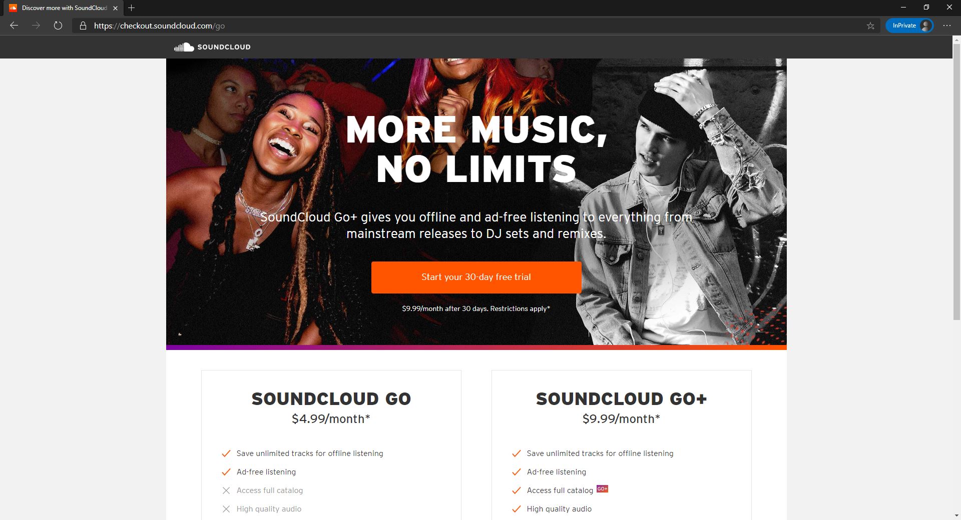 SoundCloud website homepage