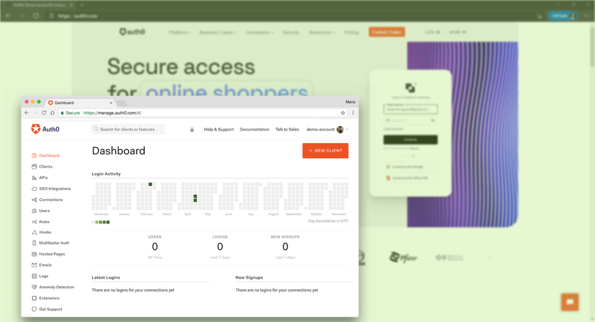 Auth0 new website and dashboard