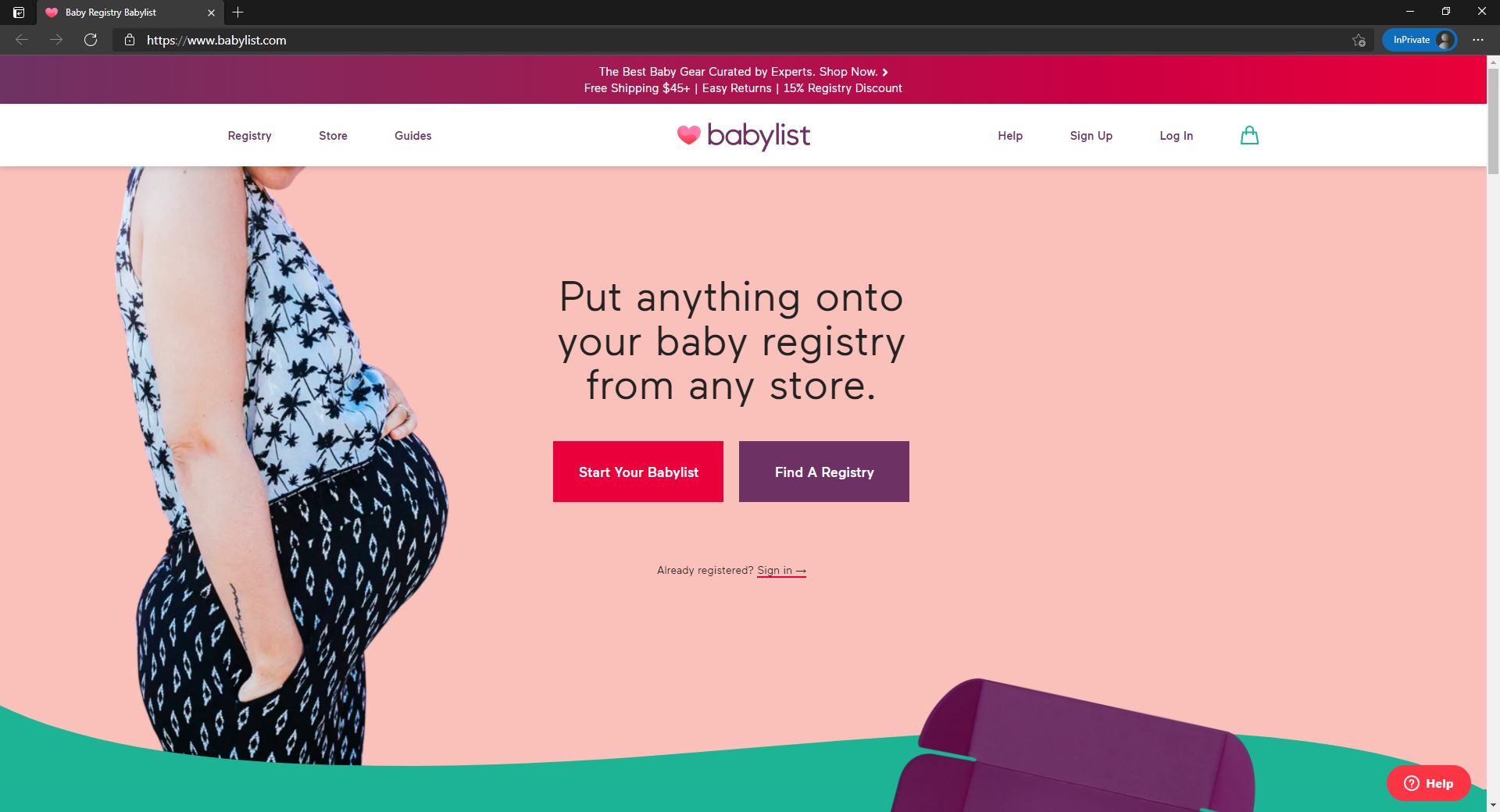 Babylist website homepage