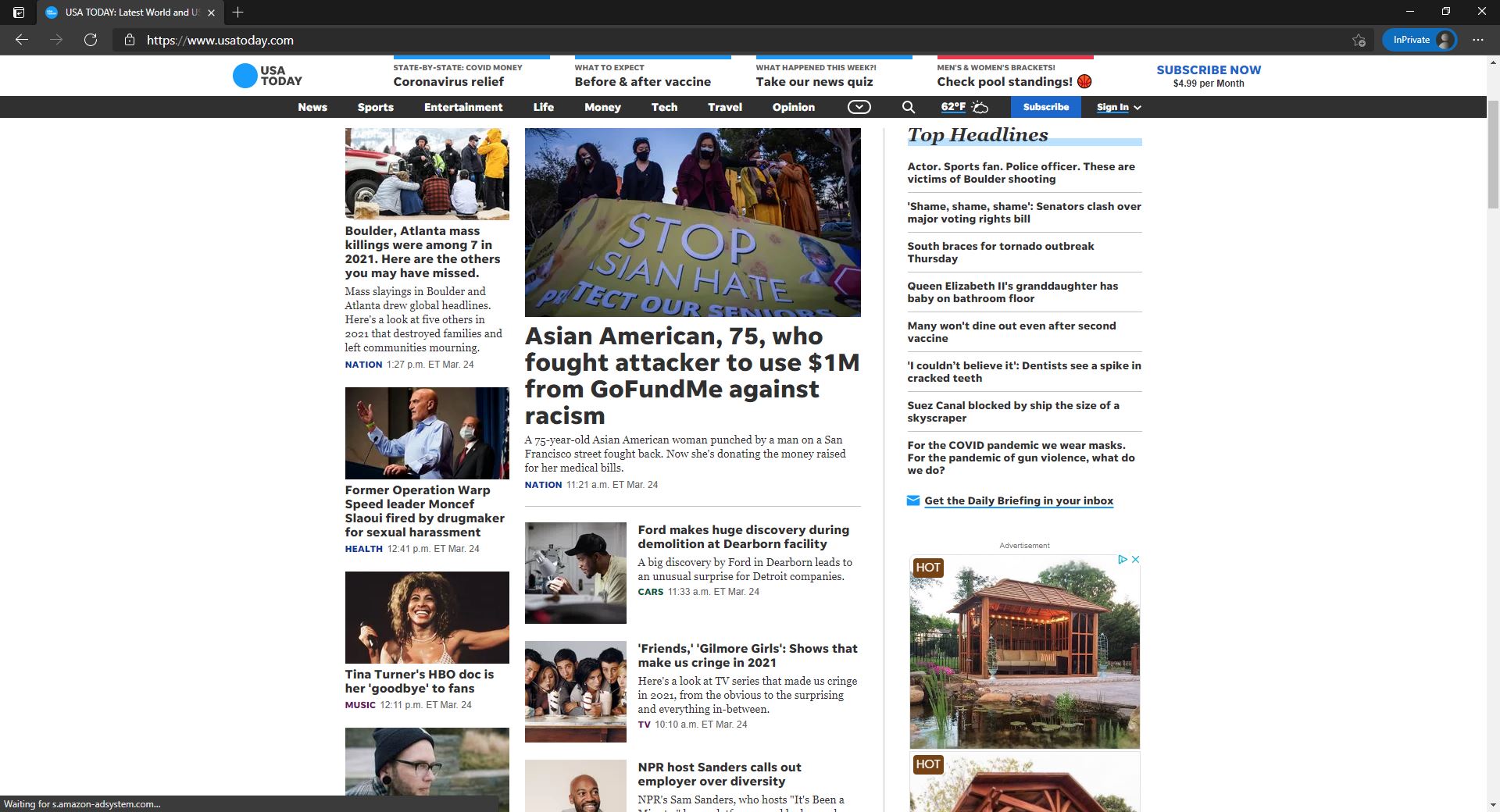 USA Today website homepage