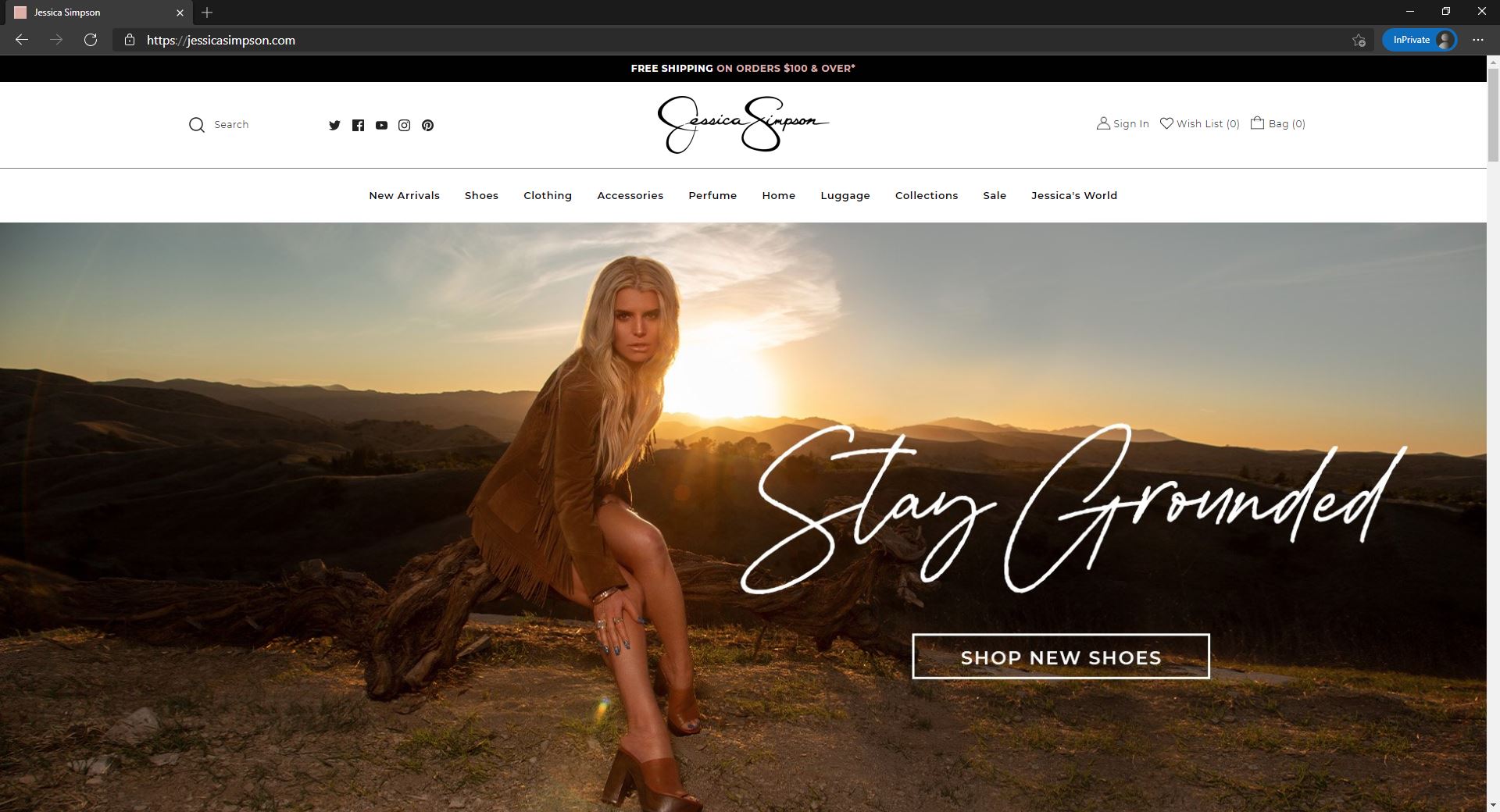 Jessica Simpson ecommerce store homepage