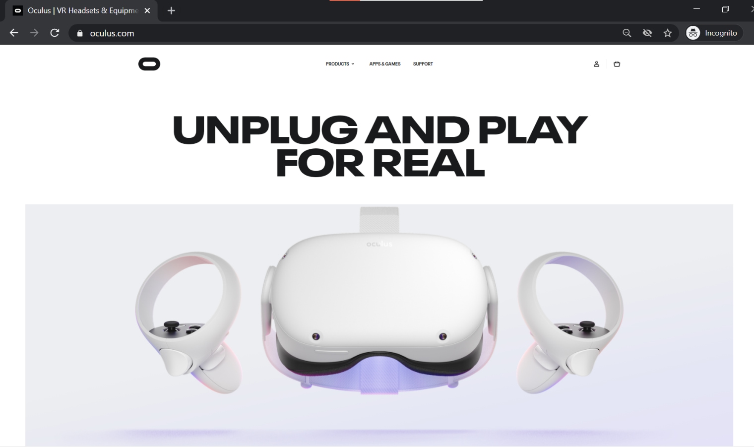 Oculus product website homepage