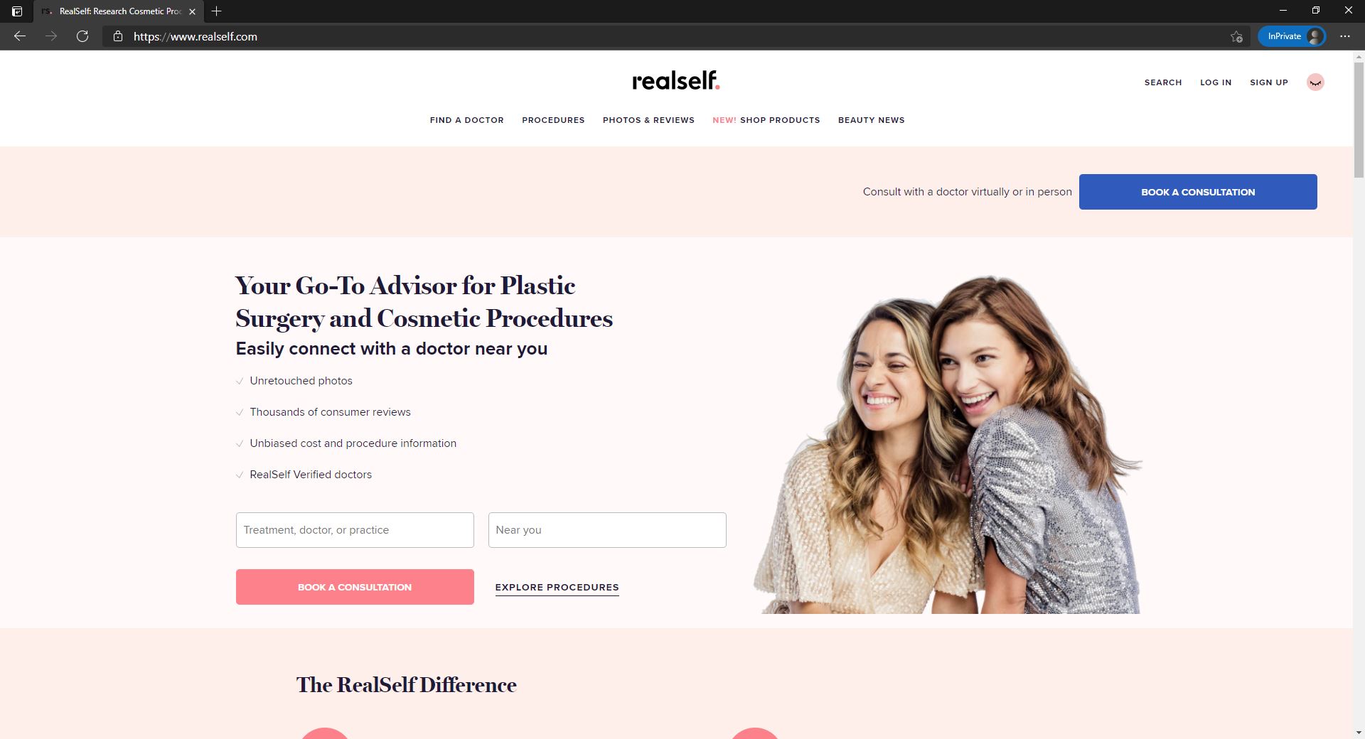 RealSelf website homepage