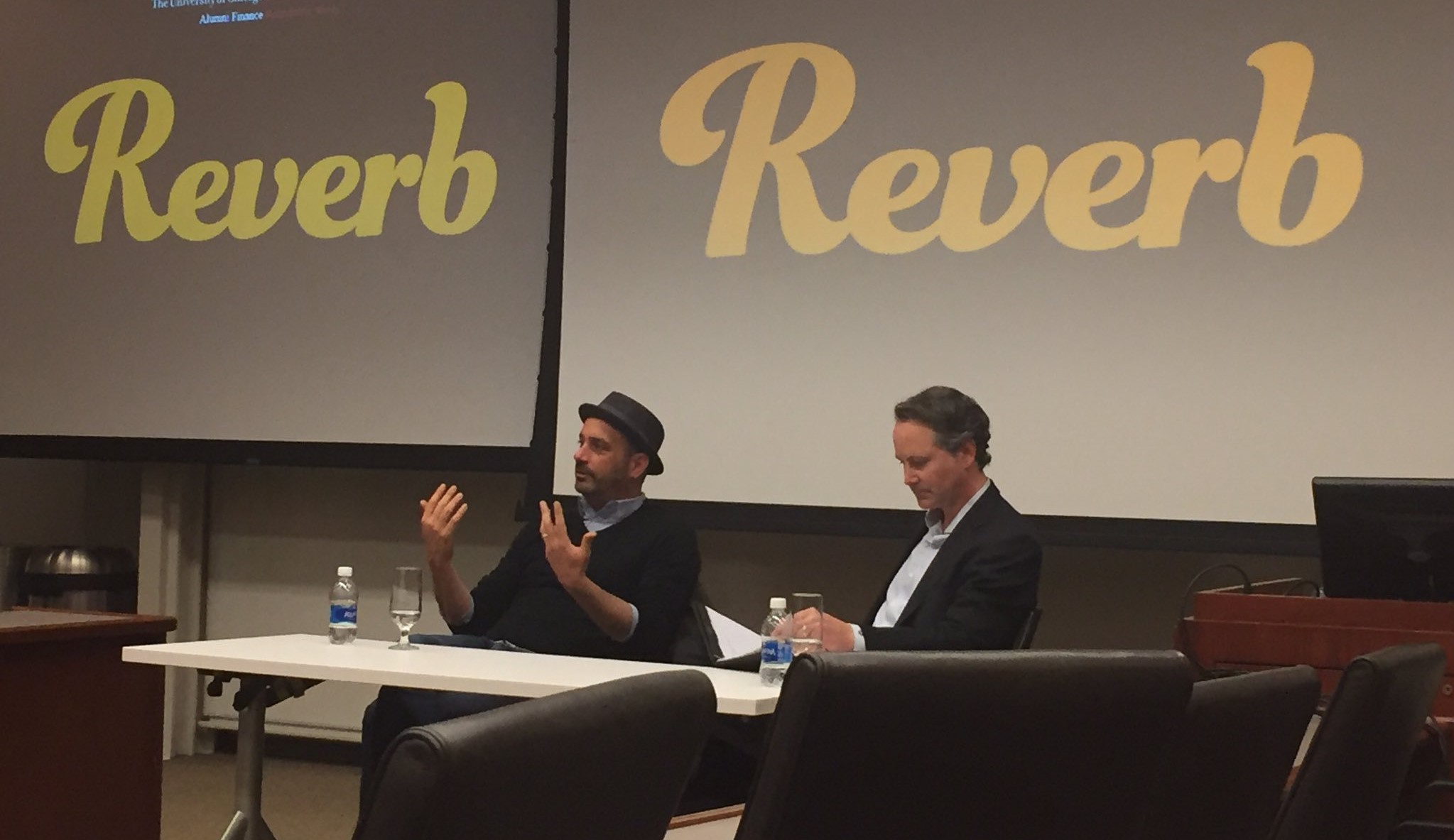 Reverb founder and CEO speak in a meetup event