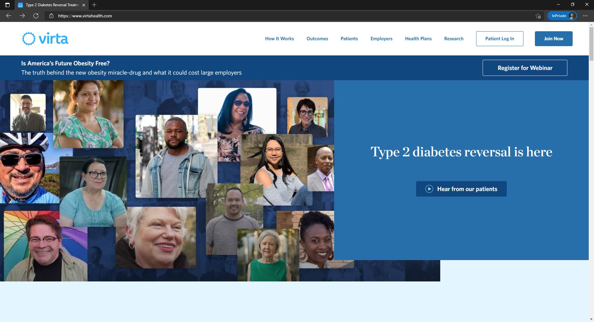 Virta Health website homepage