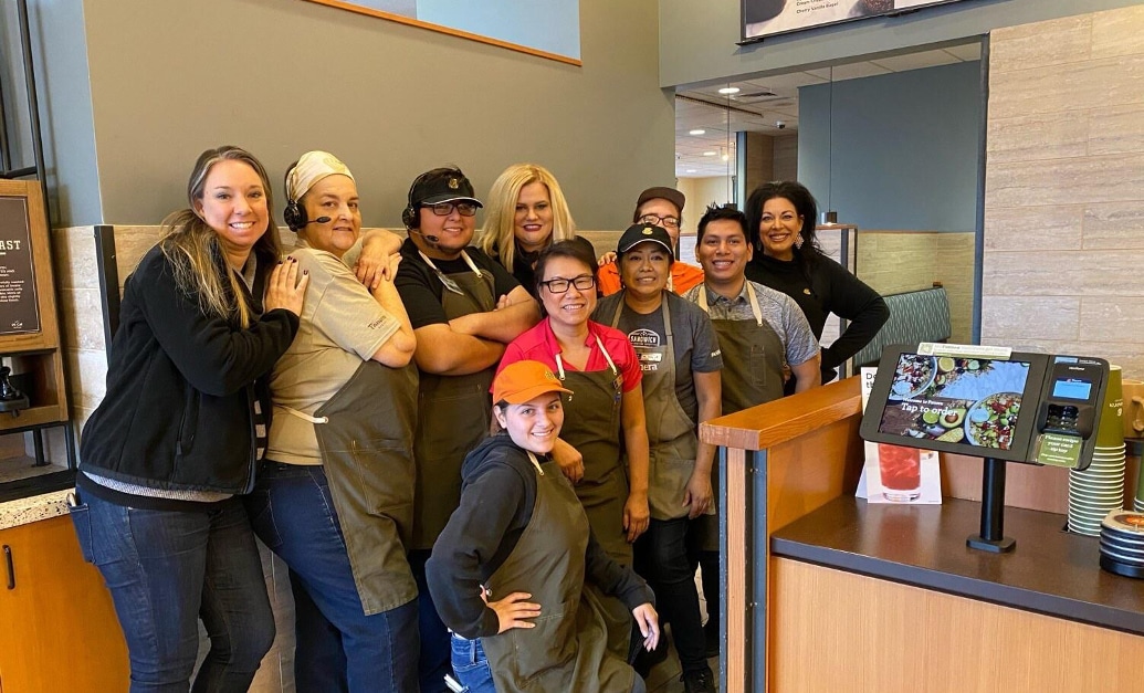 Panera Bread staff and manager at a local branch